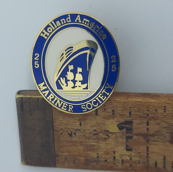 Holland America Pin Mariner Society 25  Pin Gold Tone with Blue Enamel Cruise - Picture 5 of 5